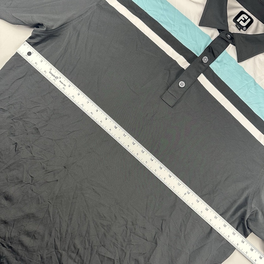 FootJoy FJ Performance Golf Polo Shirt Men's XL Striped Black Blue White Stretch - Picture 4 of 6